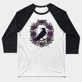 The Keeper - Raven and Skeleton Key Illustration Baseball T-Shirt